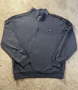 DKNY Men's XL Quarter Zip Pullover Sweatshirt Charcoal Heather Grey Casual L/S